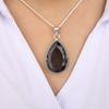 Grey Quartz Gemstone Silver Pendant 1.8" , 925 Sterling Silver Handcrafted Jewelry, Designer Pendant For Birthday Gift PP-65-7