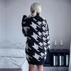 YYFS Women's Fashion Casual Fall Winter Houndstooth Print Long Sleeve High Neck Tops Women's Clothing Woolen Knitwear Sweaters