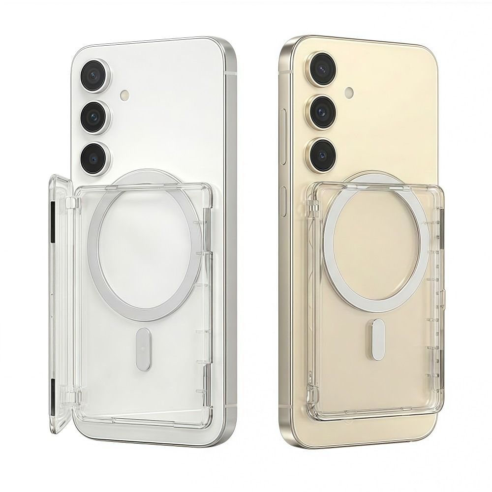 2 Card Slots Magnetic Stand Card Holder Transparent Wallet Phone Case For Magnetic Phone