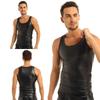 Men's Soft Faux Leather Wetlook Undershirt Tank Top Shirt Clubwear