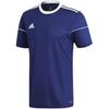 Striped Quick-Dry Comfortable Sports Round Neck Short Sleeve Football Shirt Men Tops Dark-Blue White BJ9171