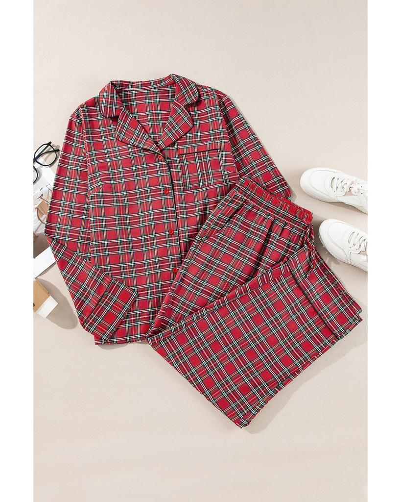 Azura Exchange Рубашка и брюки в красную клетку с принтом больших размеров для отдыха
