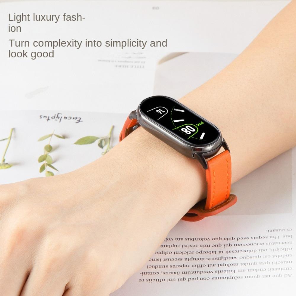 Кожаный ремешок с двойной пряжкой и гвоздем, индивидуальный ремешок для часов, новый ремешок для часов Xiaomi Band 8