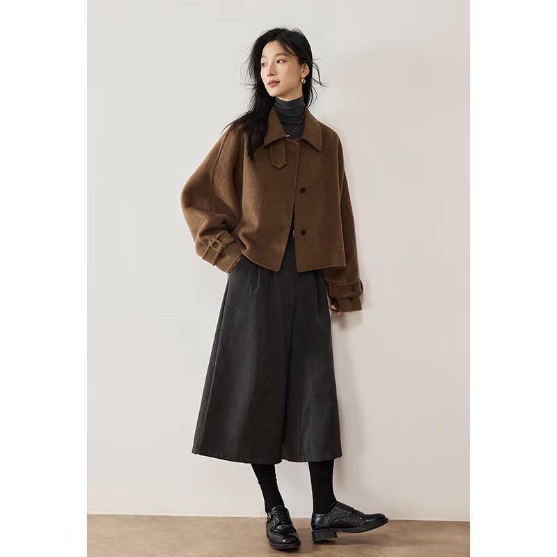 VICTORIA&VERA Women's Retro Short Double-Faced Wool Coat V9017D08