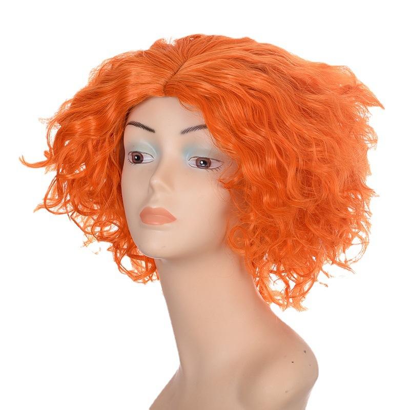 Синтетический Пушистый Парик Безумного Клоуна Короткий Кудрявый Оранжевые Волосы Косплей Костюм Парики для Мужчин и Женщин Хэллоуин Карнавальная Вечеринка