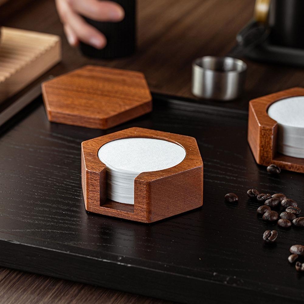 Polished Surface Coffee Filter Container Round Shape Coffee Filter Paper Organizer Home Use