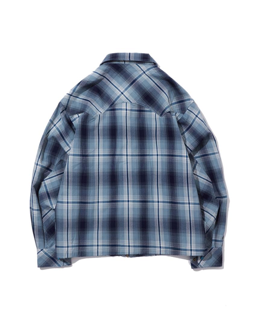 Рубашка Penfield с молнией из стираного хлопка в клетку, бирюзово-синяя_Fs1Wj05U