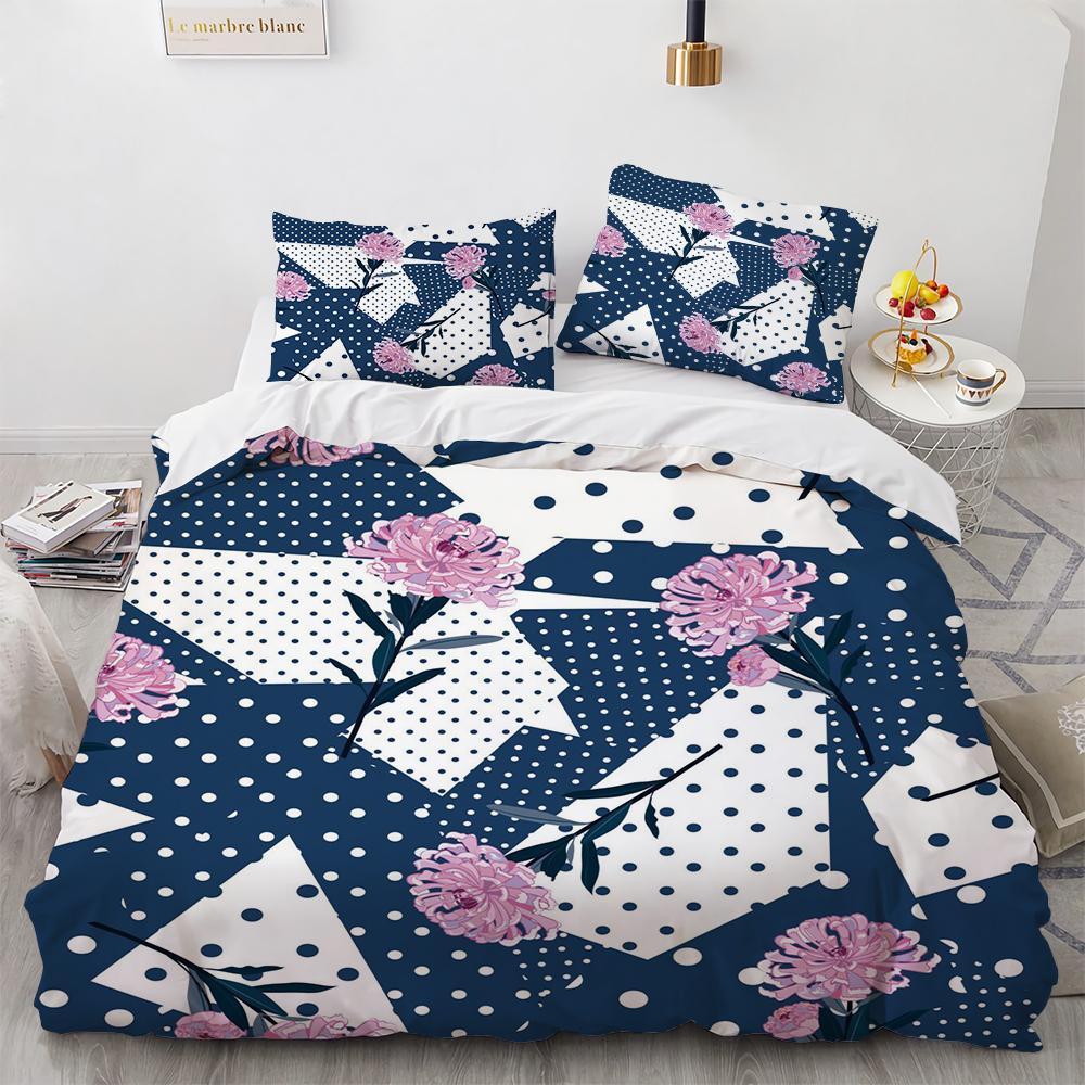 Boho Floral Bedspread Patchwork Coverlet Set Reversible Soft Bedding Farmhouse Garden Bed Quilt Sets for All Season Women Men