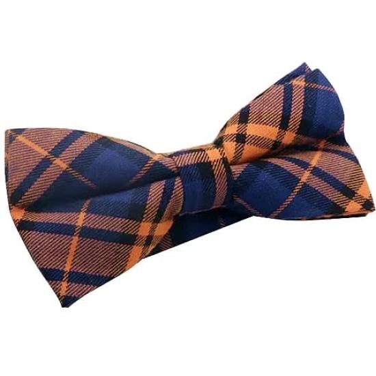 [Bowties.jp] Оранжево-зелено-синий клетчатый галстук-бабочка (Легко носить) (оранжевый)