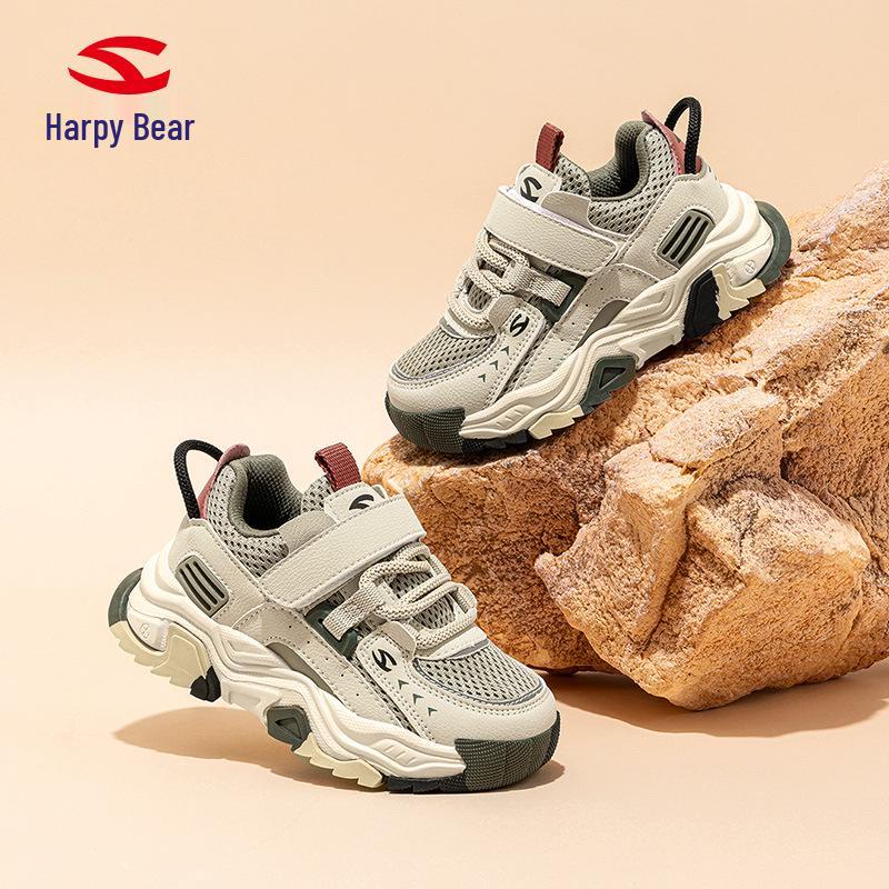 Дышащие спортивные туфли Habi Bear для мальчиков с двойной сеткой и застежкой-липучкой