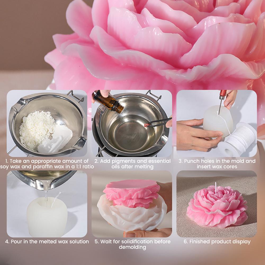 3D Силиконовая форма для цветов Смола Форма для свечей Пион Цветок Шоколадный торт Мыло Изготовление свечей Мастика Форма Внутреннее украшение DIY Поделки Подарки
