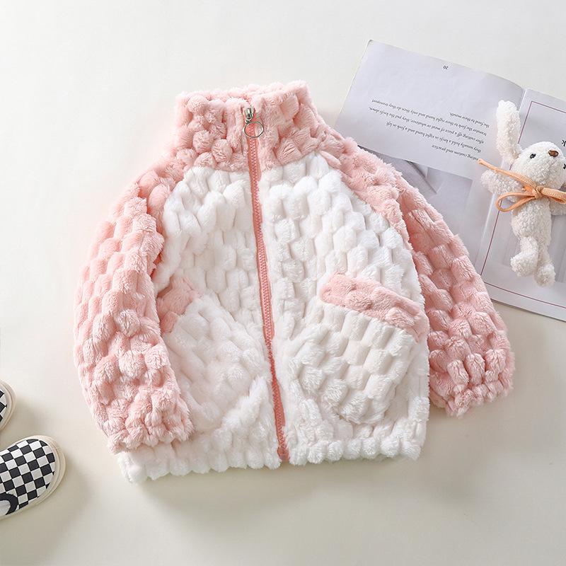 Зимние детские пальто плюшевые теплые куртки пальто для мальчиков и девочек верхняя одежда простая универсальная модная детская одежда