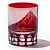 Kobo Edo Kiriko Red Fuji and Yarai Crest Old Glass Wooden Box Made In Japan [Taimuro Official] (Red) TB15-203R