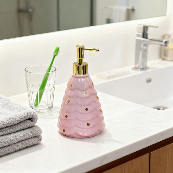 Рождественский дозатор для мыла, многоразовый, герметичный, декоративный флакон с помпой, праздничный рождественский дозатор для жидкого мыла в виде елки