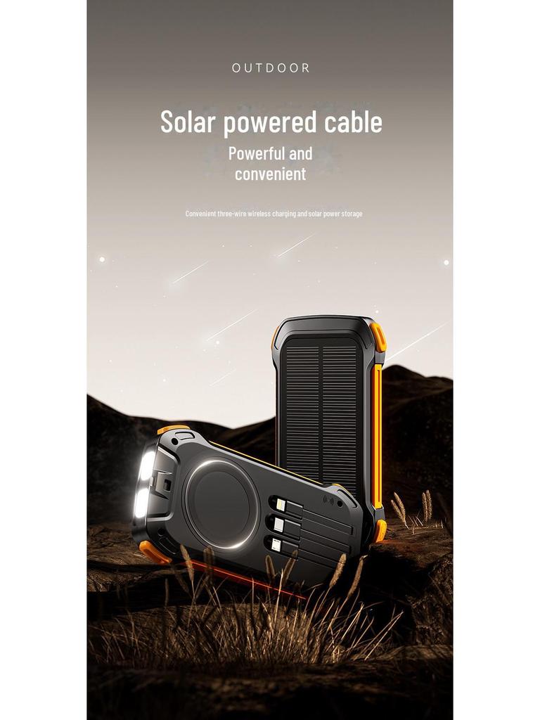 Cross-Border Solar Power Bank with Wireless Triple Charging