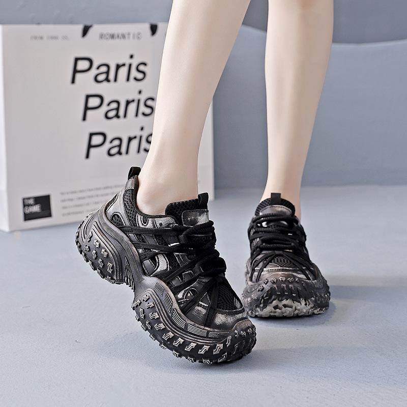 Trendy Brand Tire Sole Dad Shoes Women's 2025 New Autumn Shoes Thick Sole Heightening Sports and Leisure Shoes Women HXX-M-91