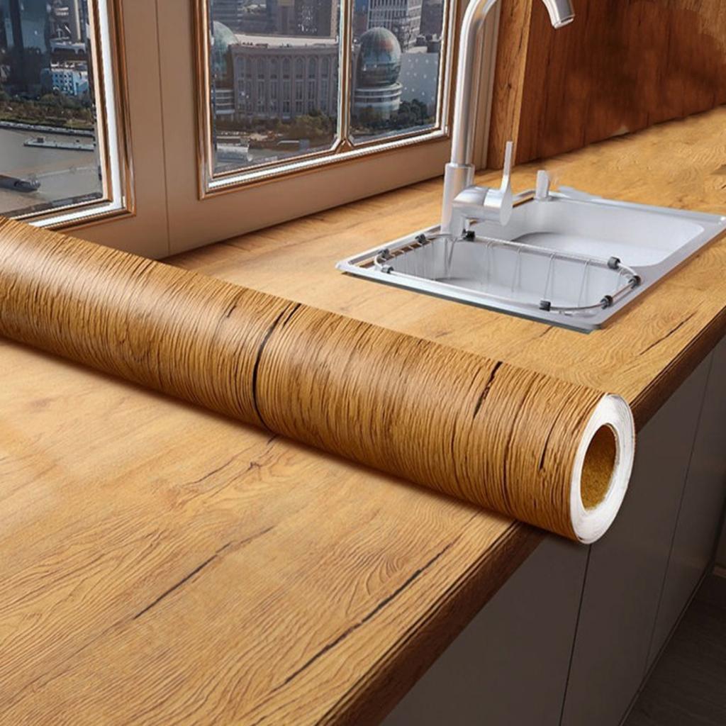 Ширина 55 см Обои ПВХ с текстурой дерева для двери, шкафа, стола, мебели, водонепроницаемые самоклеящиеся наклейки, пленка для домашнего декора