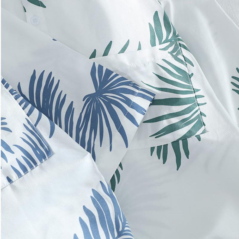 Мужские рубашки с короткими рукавами и отложным воротником в гавайском курортном стиле с принтом пальмовых листьев