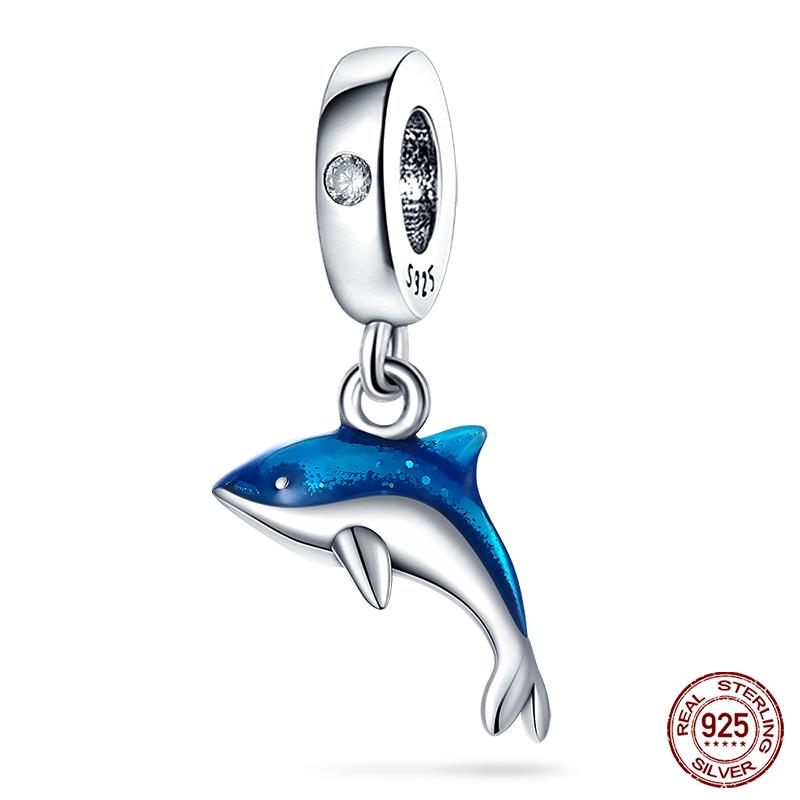 100% настоящие посеребренные бусины серии Ocean, черепаха, краб, русалка, подходят оригинальные браслеты «сделай сам», ювелирные изделия, подарки