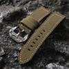 Classic Handmade Canvas Laminated Leather Watchband 20 22 24 26MM Bronze Watch Strap Rugged Style, Men's Vintage Bracelet Bronze Buckle