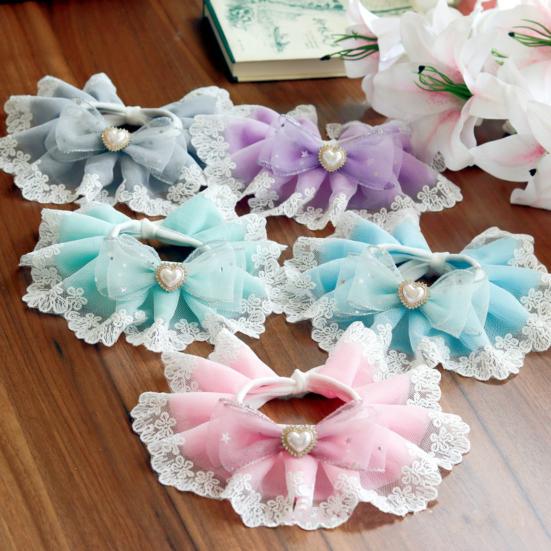 Cat Lace Collar Faux Pearl Decoration Soft Comfortable Pet Cat Dog Bowknot Saliva Towel Daily Collocation
