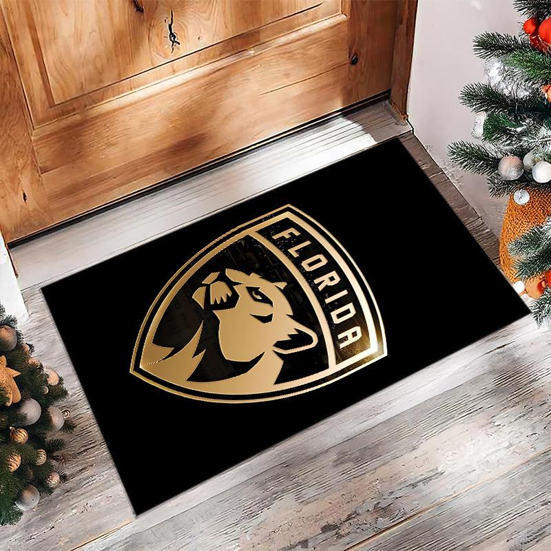 Florida Panthers Printed Crystal Velvet Area Rug, Soft Anti-Slip Water Absorbent Floor Mat for Living Room Bedroom