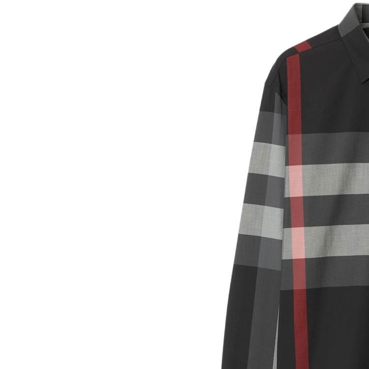 Burberry Check Cotton Shirt Men's Charcoal 80757841