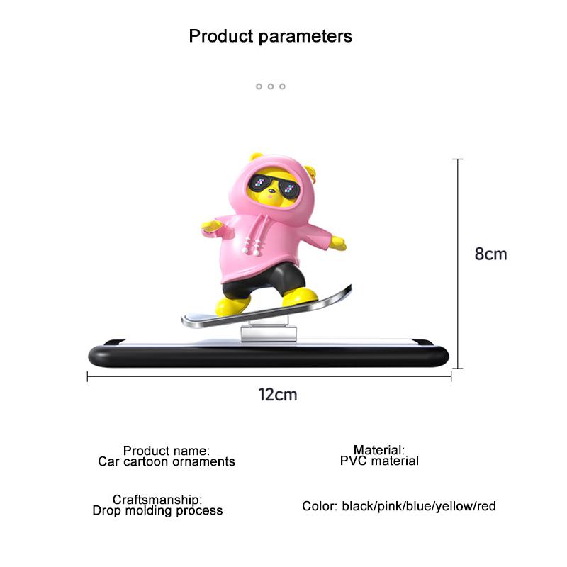 Креативный орнамент для приборной панели автомобиля, милый медведь, скейтборд, авто украшения с направляющей для модели 3 Y, универсальные аксессуары для украшения интерьера автомобиля
