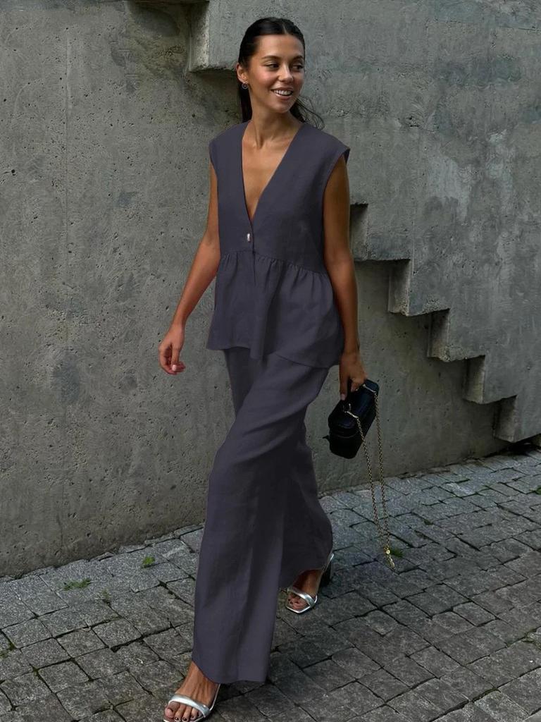 Women Casual Wrap V Neck Cold Shoulder Jumpsuit Outfits Pants Romper