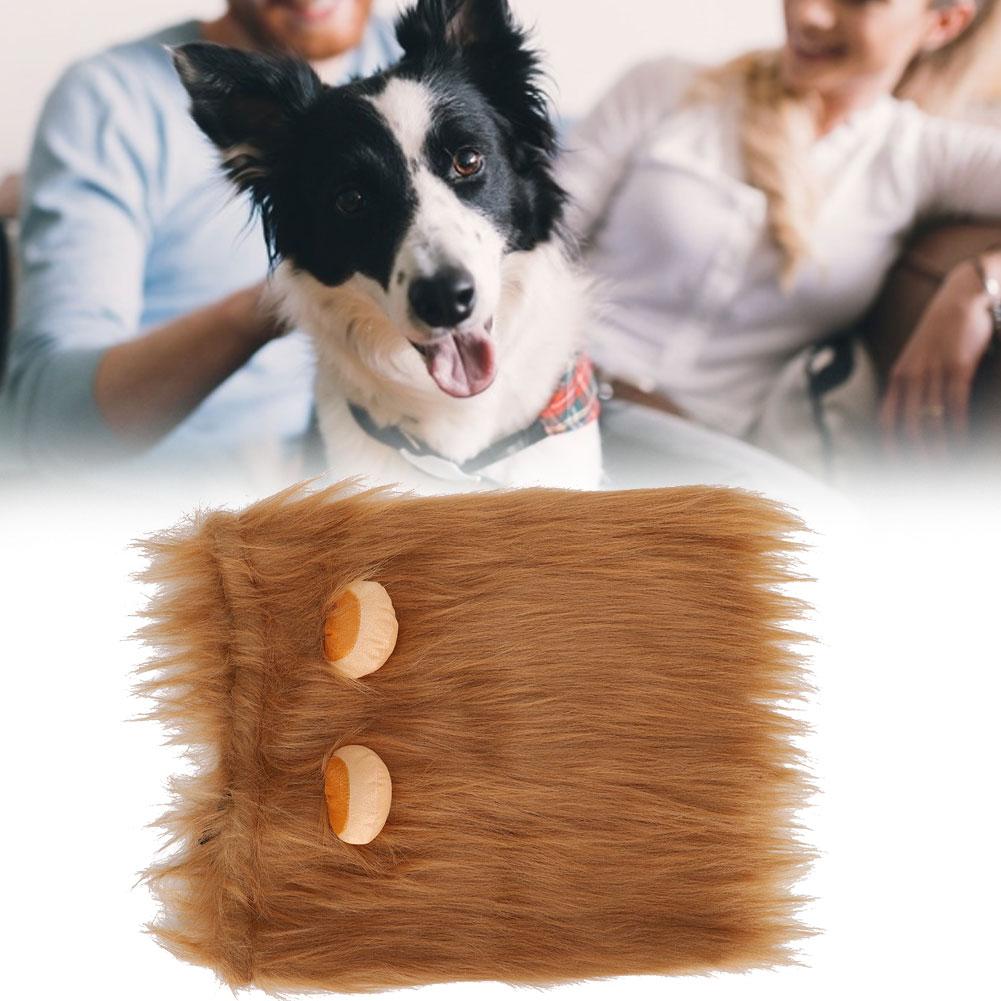 Lion Mane Wig Headgear Fancy Dress Up Halloween Clothes Mane Wig for Dogs Pet CostumeLight Brown L