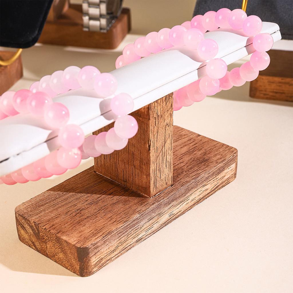 Velvets Bracelet Display Rack Wooden Base Watch and Hairbands Holder T Shaped Stand for Jewelry Storage and Organization