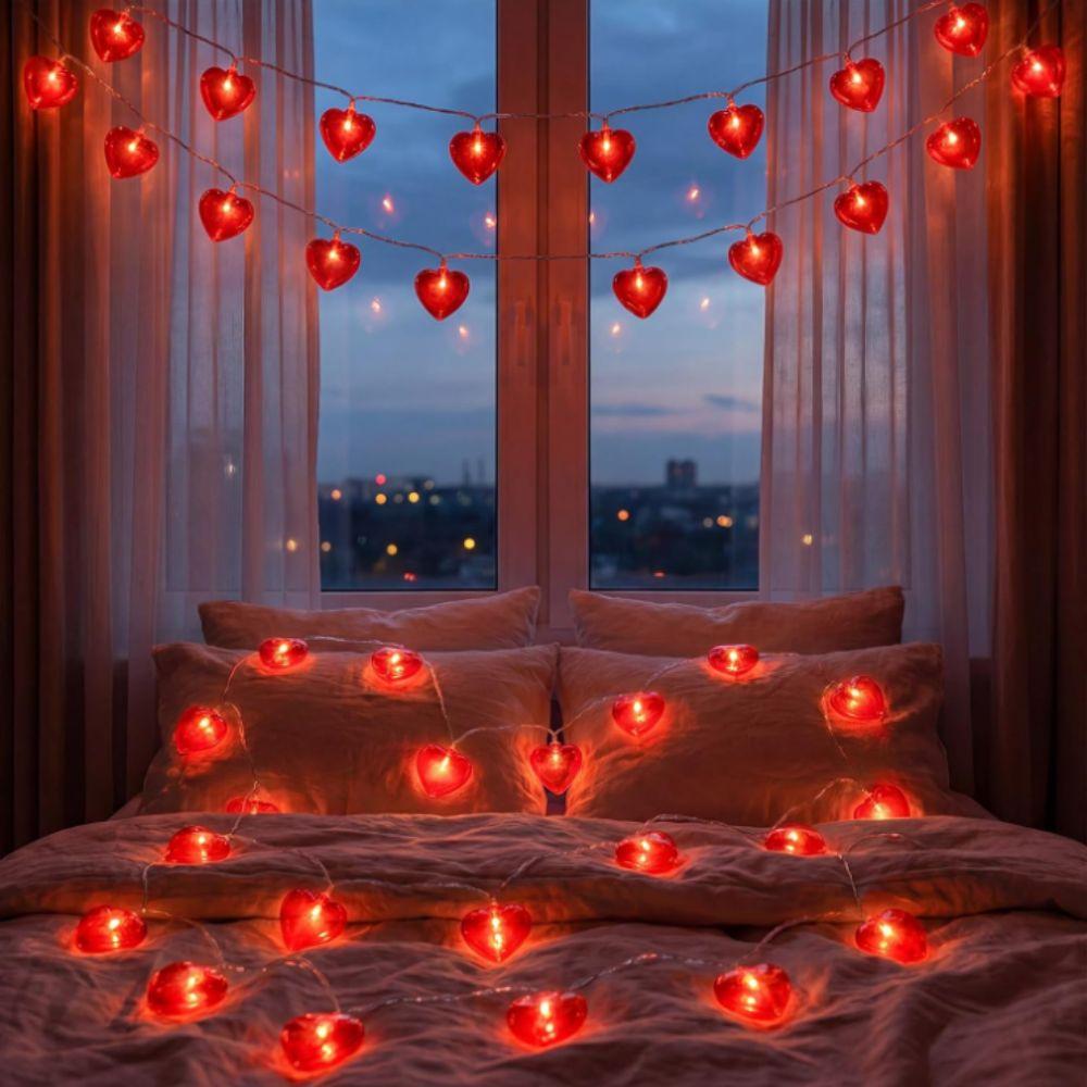 LED Lights Love Heart Fairy Light Garland Heart String Lights Valentines Day Party