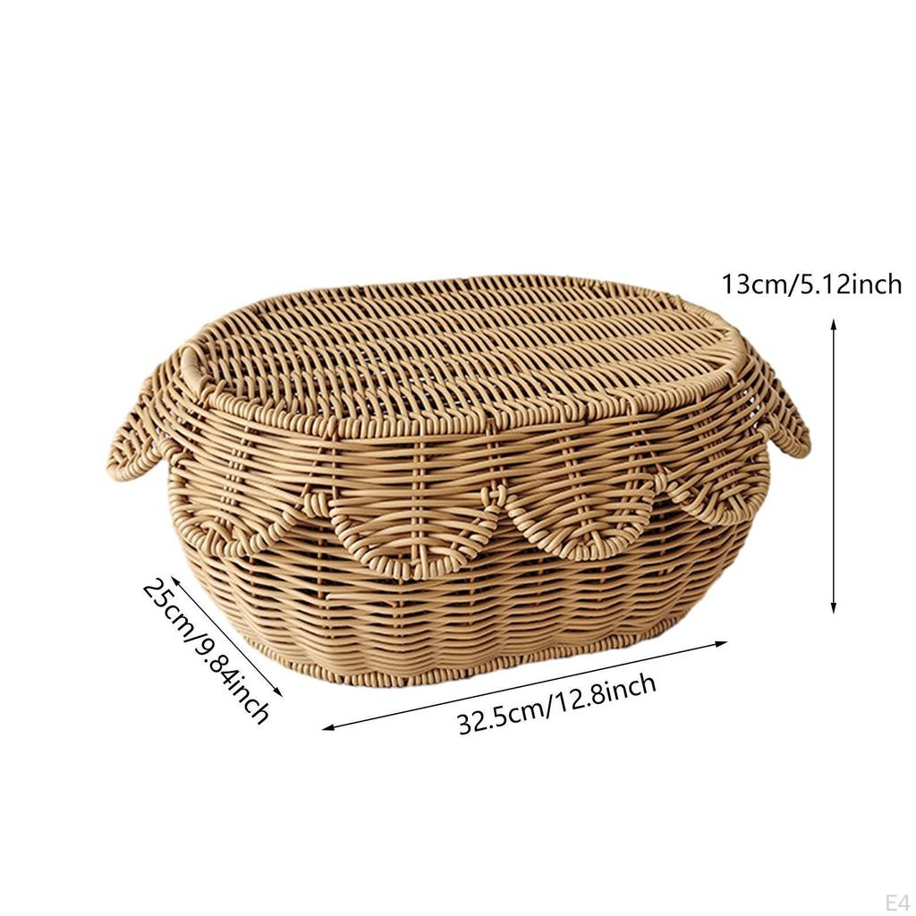 Плетеная корзина для хлеба, многофункциональная подставка для хранения закусок и печенья с крышкой