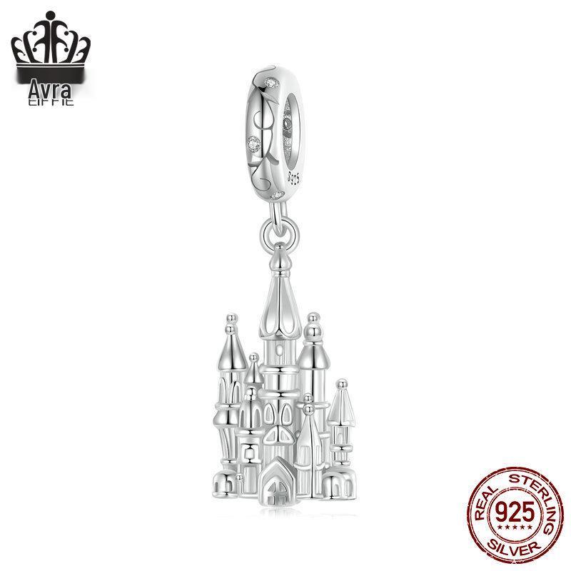 Magic Castle Pendant DIY Bracelet, S925 Sterling Silver, Platinum-Plated.