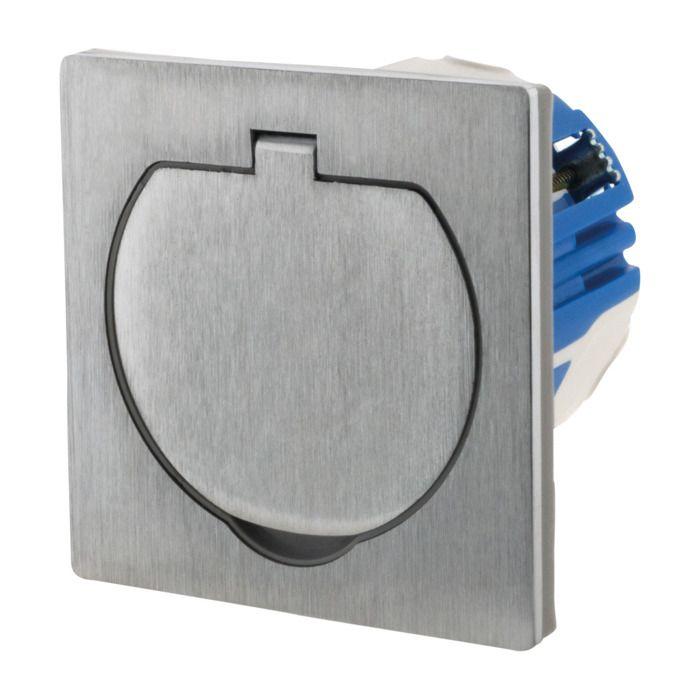 Prise de sol 16a 2p+t finition alu brossé - ip55 simple - zenitech