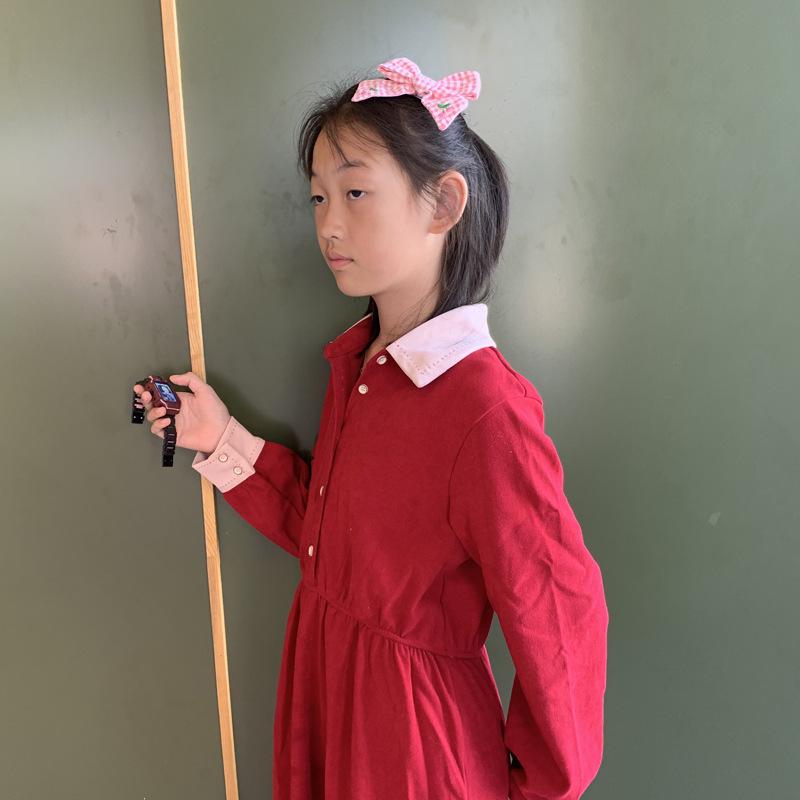 Вышитые заколки-бантики с вишнями для девочек - Академический стиль осени и зимы