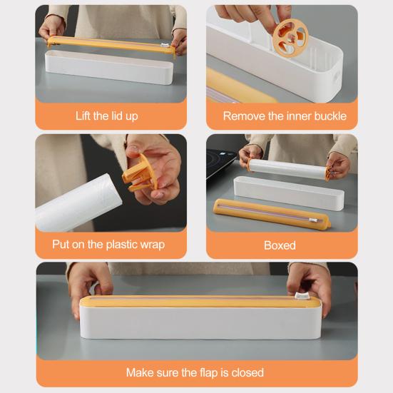 Диспенсер для пластиковой пленки с выдвижным резаком, регулируемый держатель рулона пищевой пленки 2 в 1, режущие инструменты, кухонные гаджеты