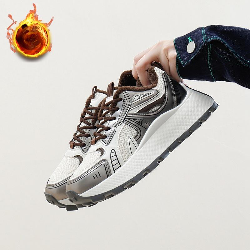 Женские зимние теплые кроссовки на платформе, повседневные удобные нескользящие кроссовки для бега, прогулочные туфли на шнуровке с подкладкой из искусственного меха, теннисные кроссовки для женщин