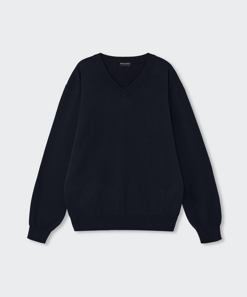 MUSINSA STANDARD Washable Supima Cotton V-Neck Knit [Navy]