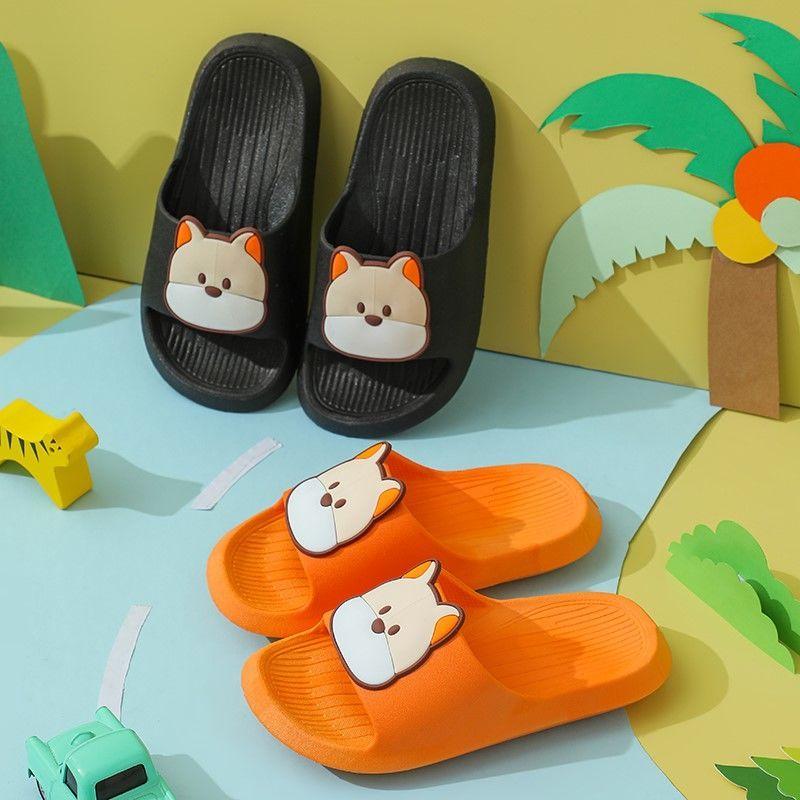 Детские летние домашние нескользящие тапочки для мужчин и девочек, домашние сандалии с мягкой подошвой с изображением собаки