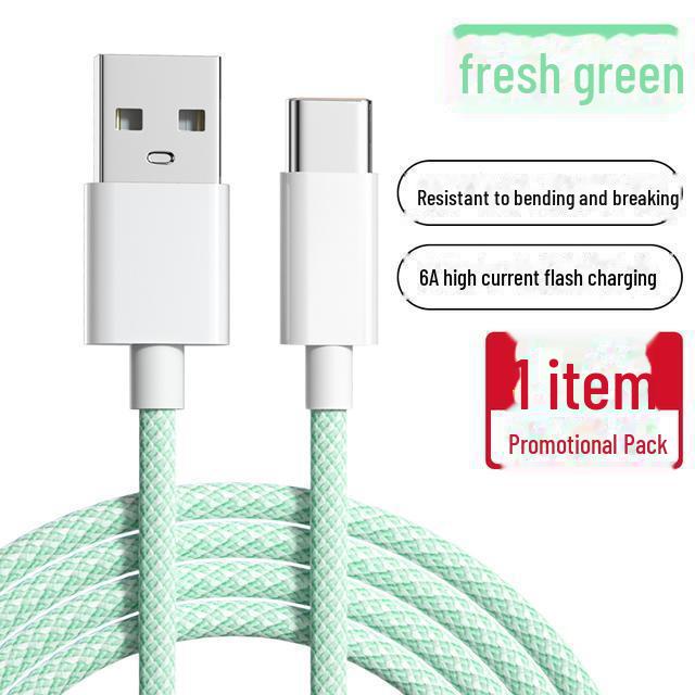 Кабель для быстрой зарядки Type-C 6A в оплетке для передачи данных Huawei P30/P40, Nova 7, Honor 9X — совместим с мобильными телефонами