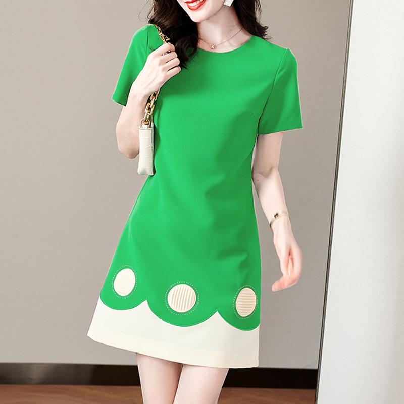 VONDA Женское летнее повседневное тонкое платье с круглым вырезом и коротким рукавом в горошек