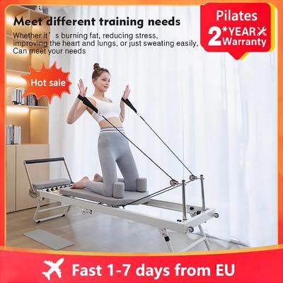 Пилатес Коровая Кровать Реформер Машина - Многофункциональное Складное Фитнес Оборудование для Домашнего Тренажерного Зала, Тренировки Кора и Пластичности