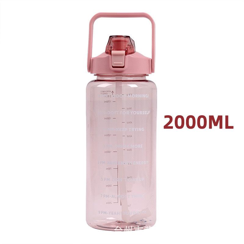 Large Capacity Plastic Water Cup Portable Outdoor Sports Gym Kettle Gifts Straw Water Bottle