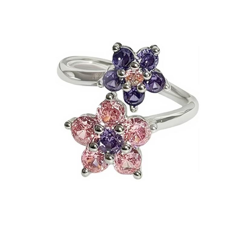 Сладкое и крутое кольцо с цветком любви, супер фея, циркон, женское модное кольцо, темпераментное, для ношения в несколько рядов, персонализированное кольцо на указательный палец