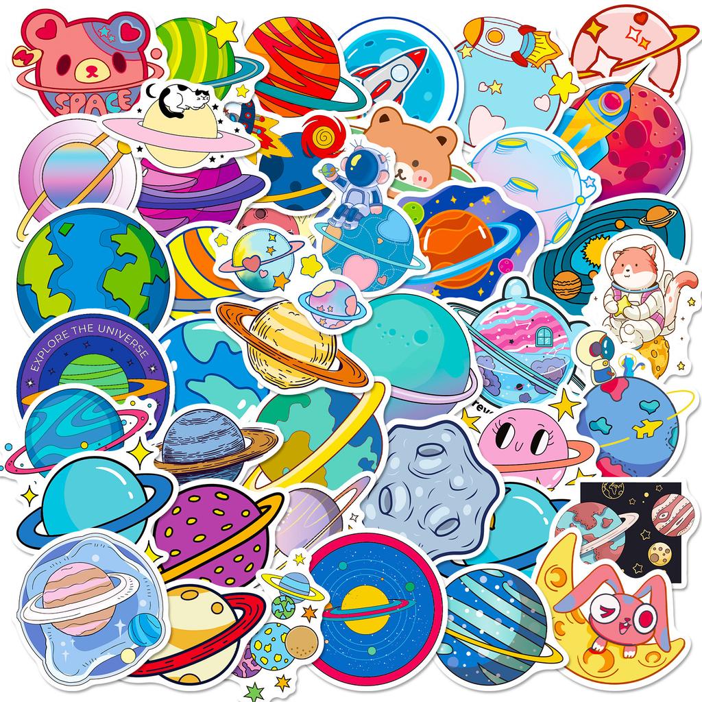 50 Space Planet Graffiti Stickers, Planet Meteorite Combination Astronaut Astronaut Stickers