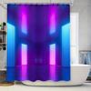 Роскошная LED шторка для душа Футуристический ретро-стиль с розовыми и синими огнями Экстра-длинная Водонепроницаемая Декор для ванной комнаты