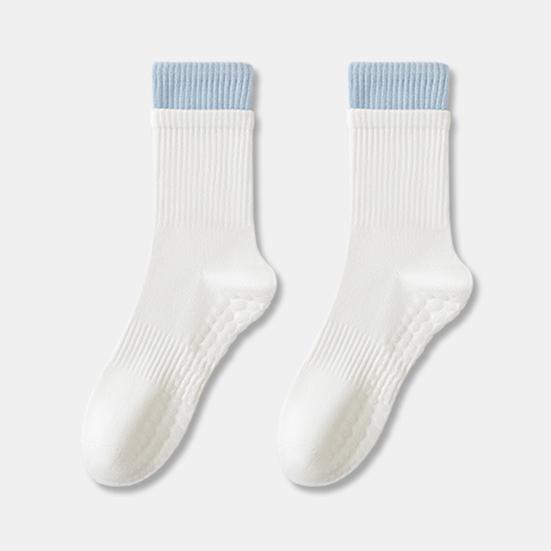 1 Pair Yoga Socks with Non-slip Gripper Breathable Moisture-Wicking Ballet Dance Fitness Pilates Athletic Gym Sports Mid-calf Socks