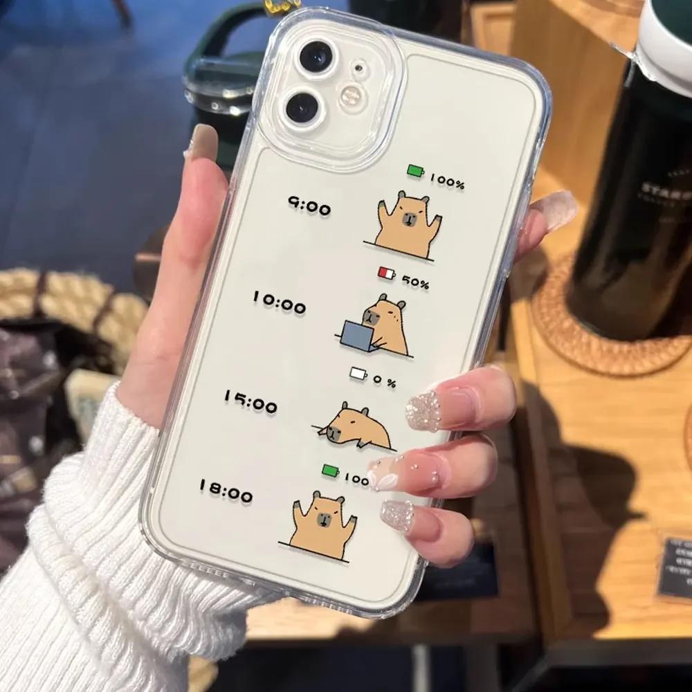 Чехол для телефона с милым мультяшным капибарой для Iphone 12 13 11 14 15 Pro Max X XS MAX XR 7 8Plus SE2, мягкий чехол с забавной парой животных, чехлы