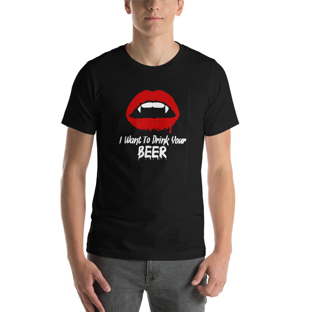 I Want To Drink Your Beer Halloween T-Shirt Unisex Cool Vampire Unisex TShirt